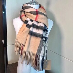 Burberry Classic Beige and Red Check Scarf